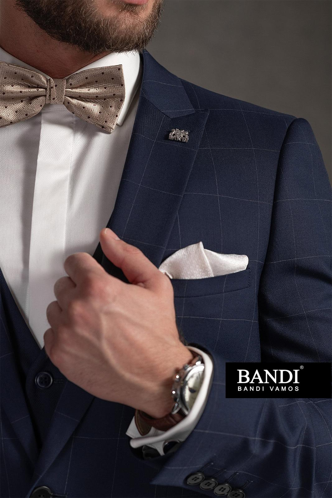 Detail vzorovanej látky obleku BANDI Lacrone Marin, Tailored Fit